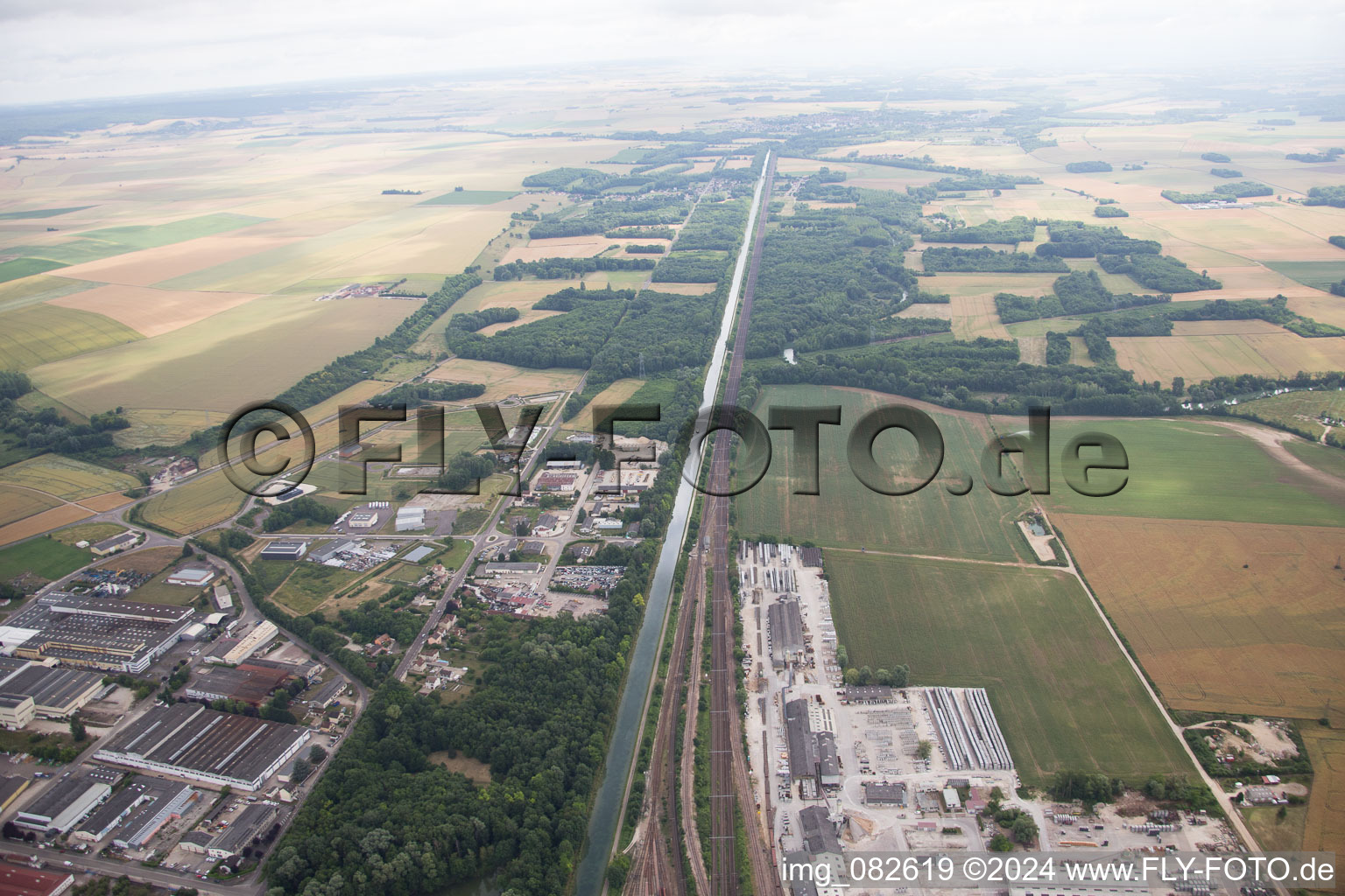 Aerial view of Migennes in the state Yonne, France