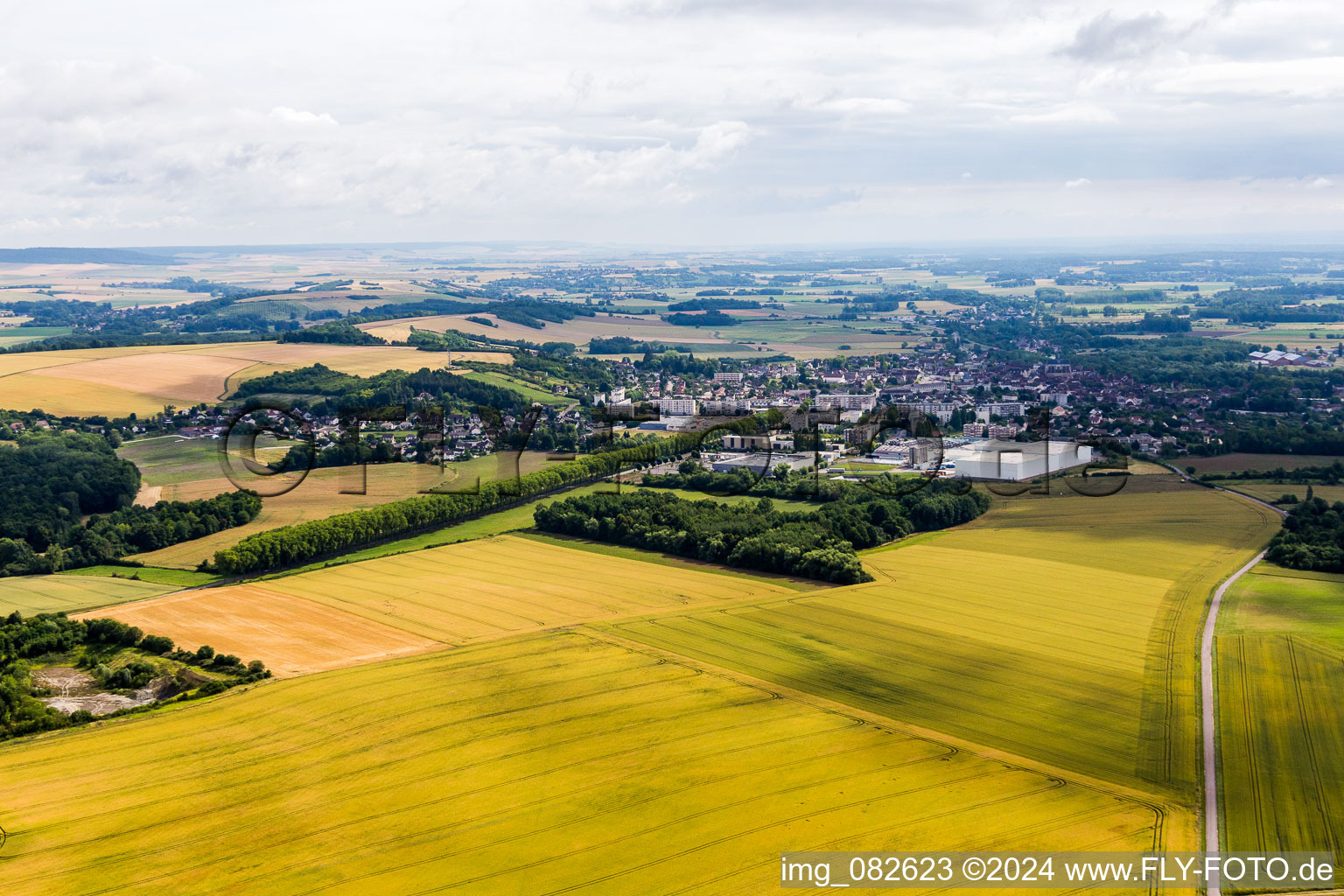 Village - view on the edge of agricultural fields and farmland in Saint-Florentin in Bourgogne Franche-Comte, France