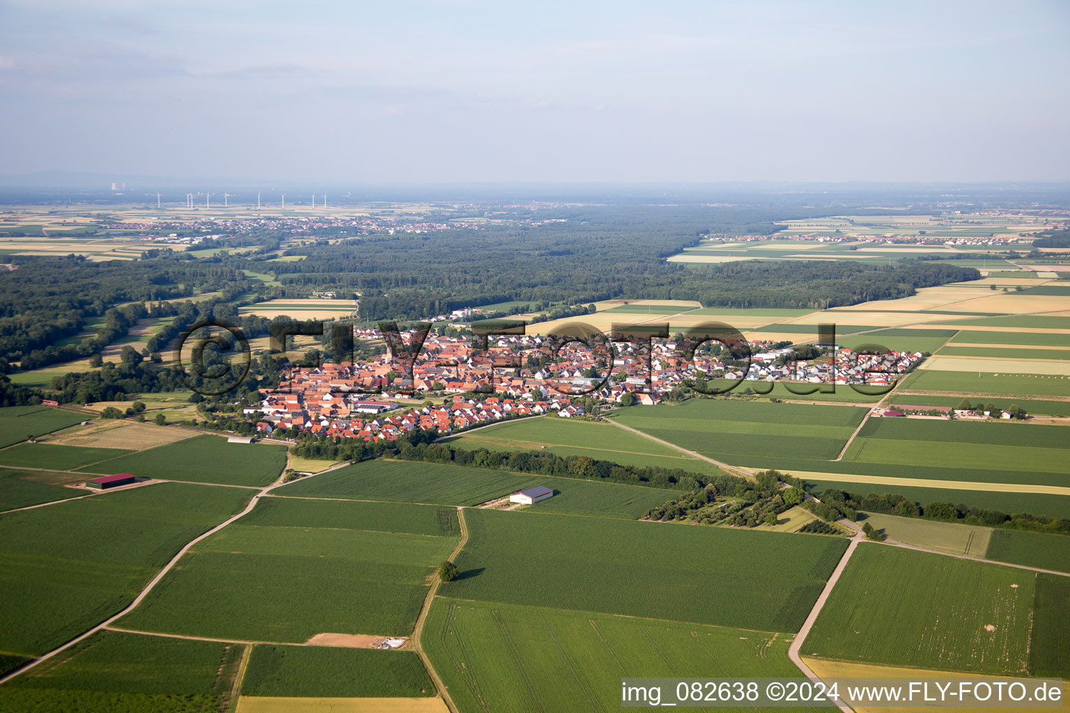 Drone image of Steinweiler in the state Rhineland-Palatinate, Germany