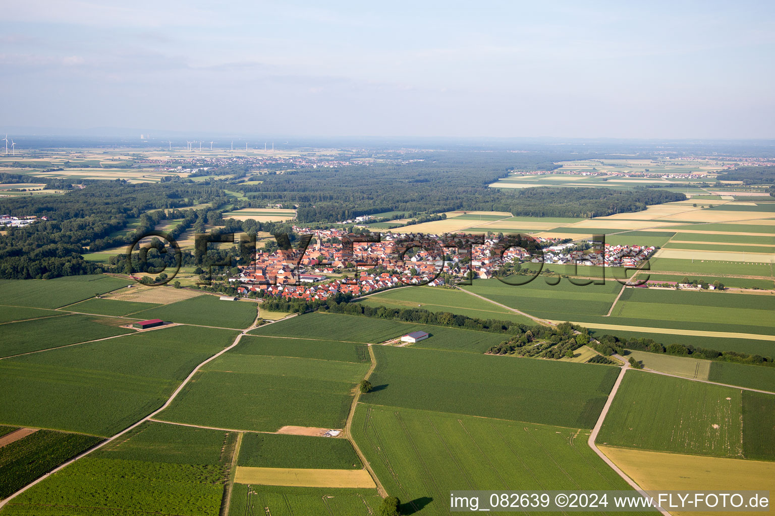 Steinweiler in the state Rhineland-Palatinate, Germany from the drone perspective