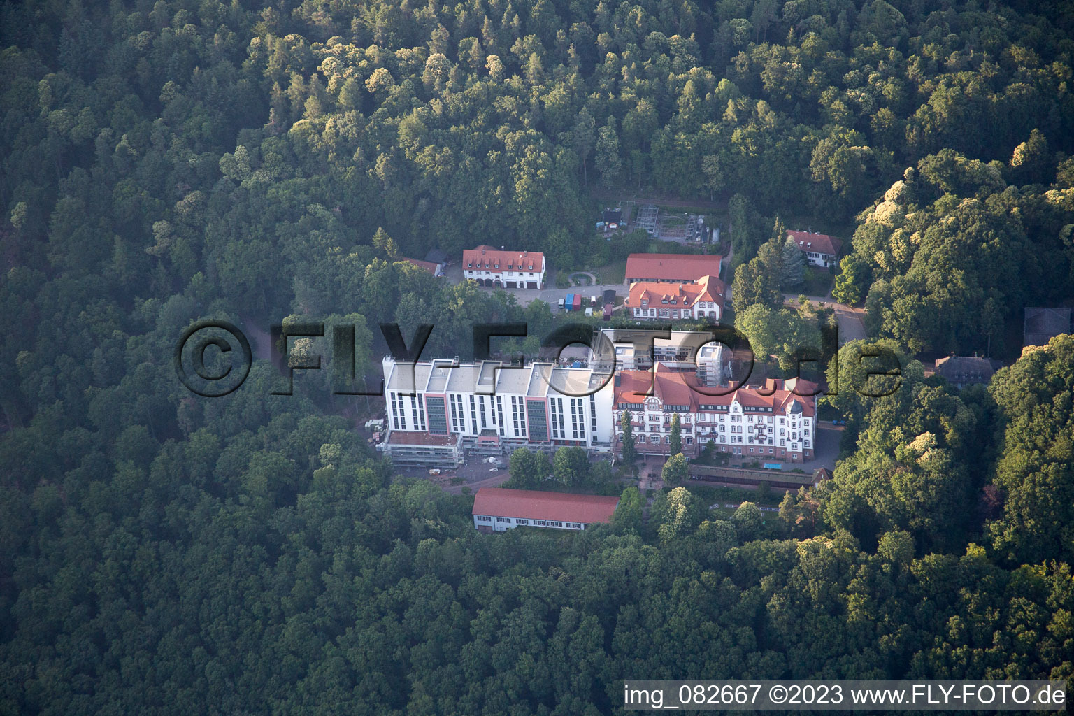 Clinic in Eußerthal in the state Rhineland-Palatinate, Germany seen from above