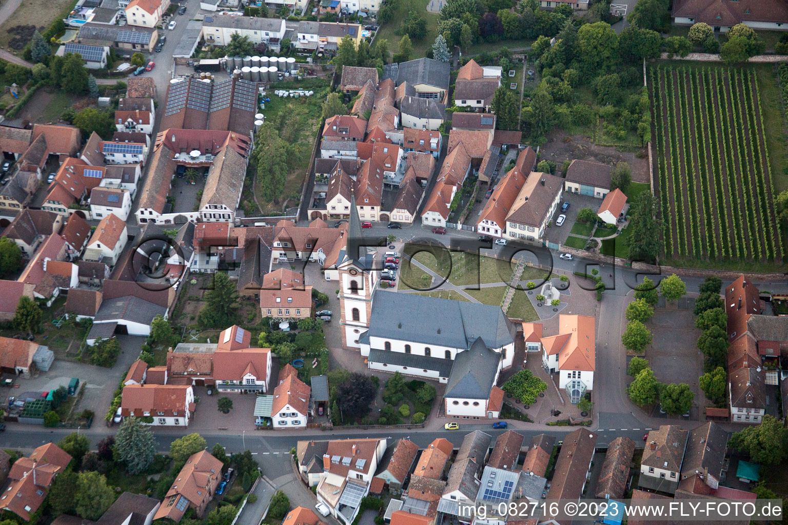 Oblique view of Edesheim in the state Rhineland-Palatinate, Germany