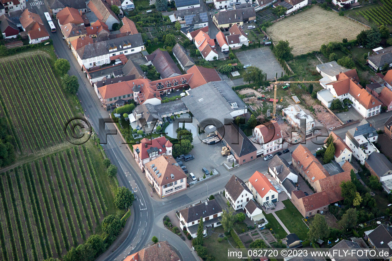 Edesheim in the state Rhineland-Palatinate, Germany seen from above