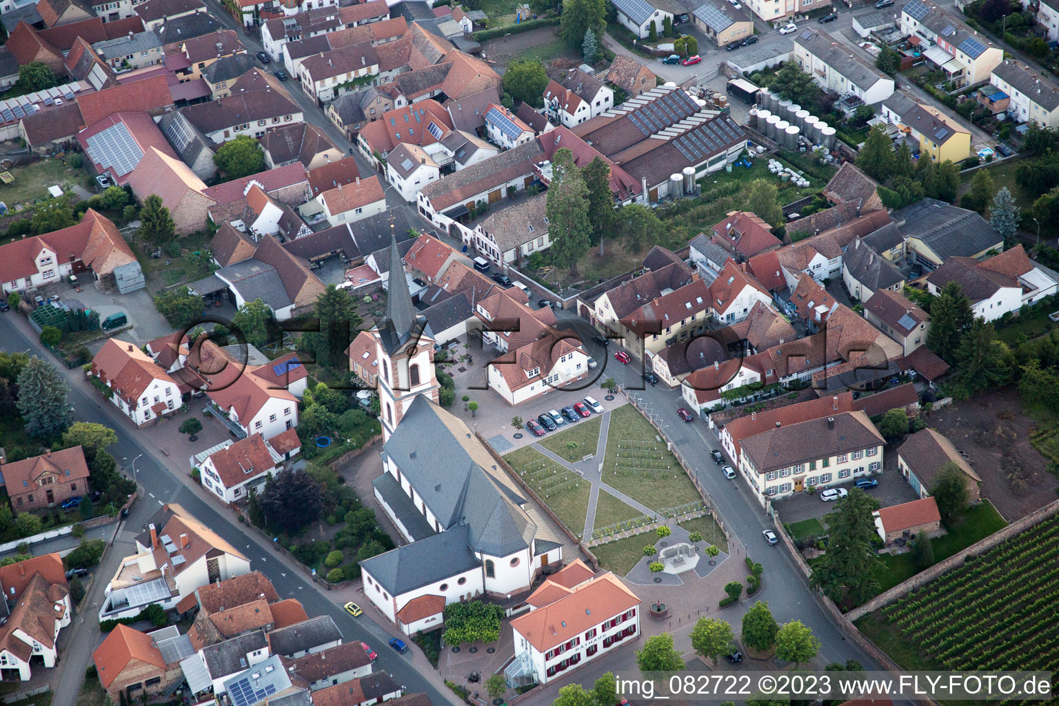 Bird's eye view of Edesheim in the state Rhineland-Palatinate, Germany