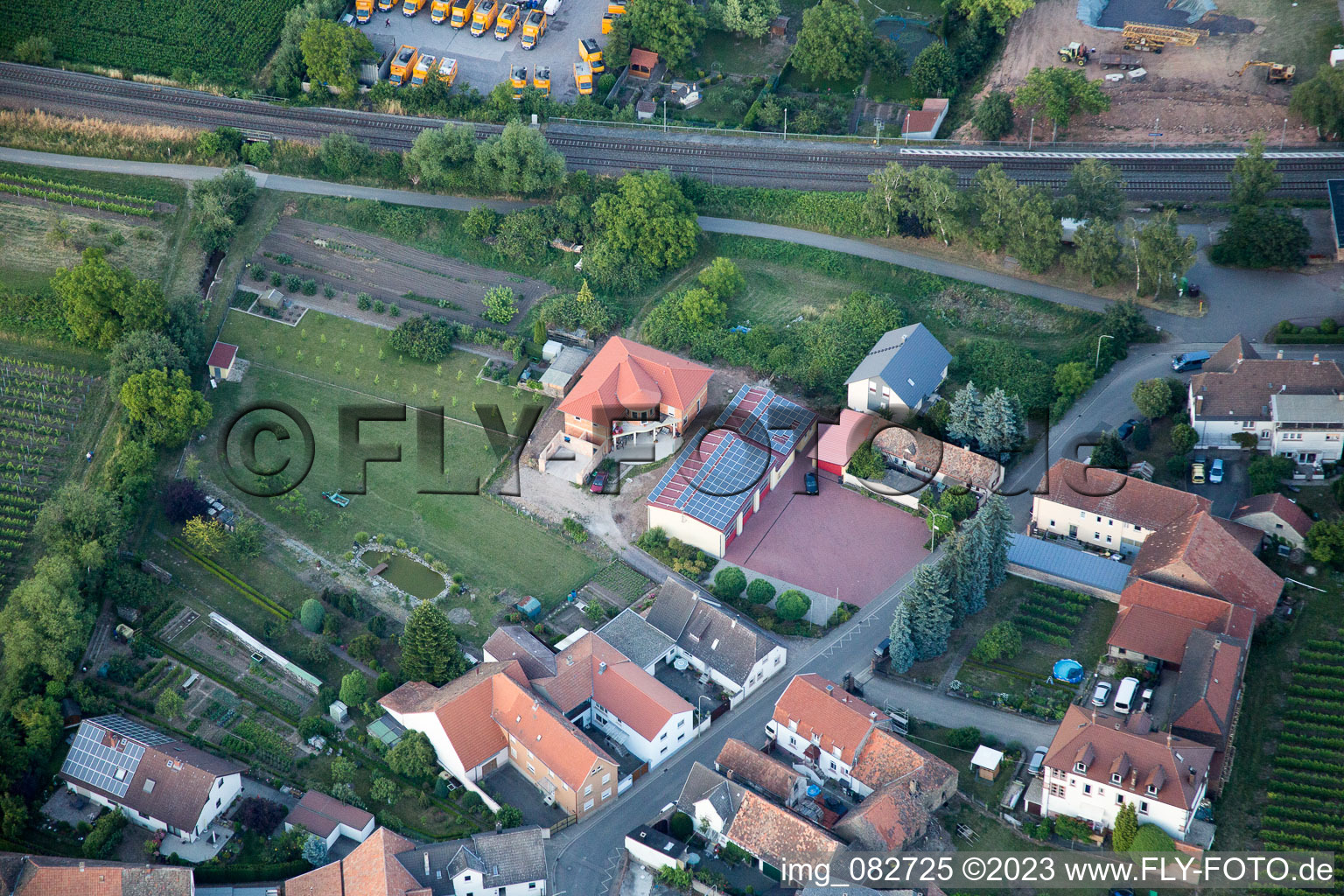 Drone recording of Edesheim in the state Rhineland-Palatinate, Germany