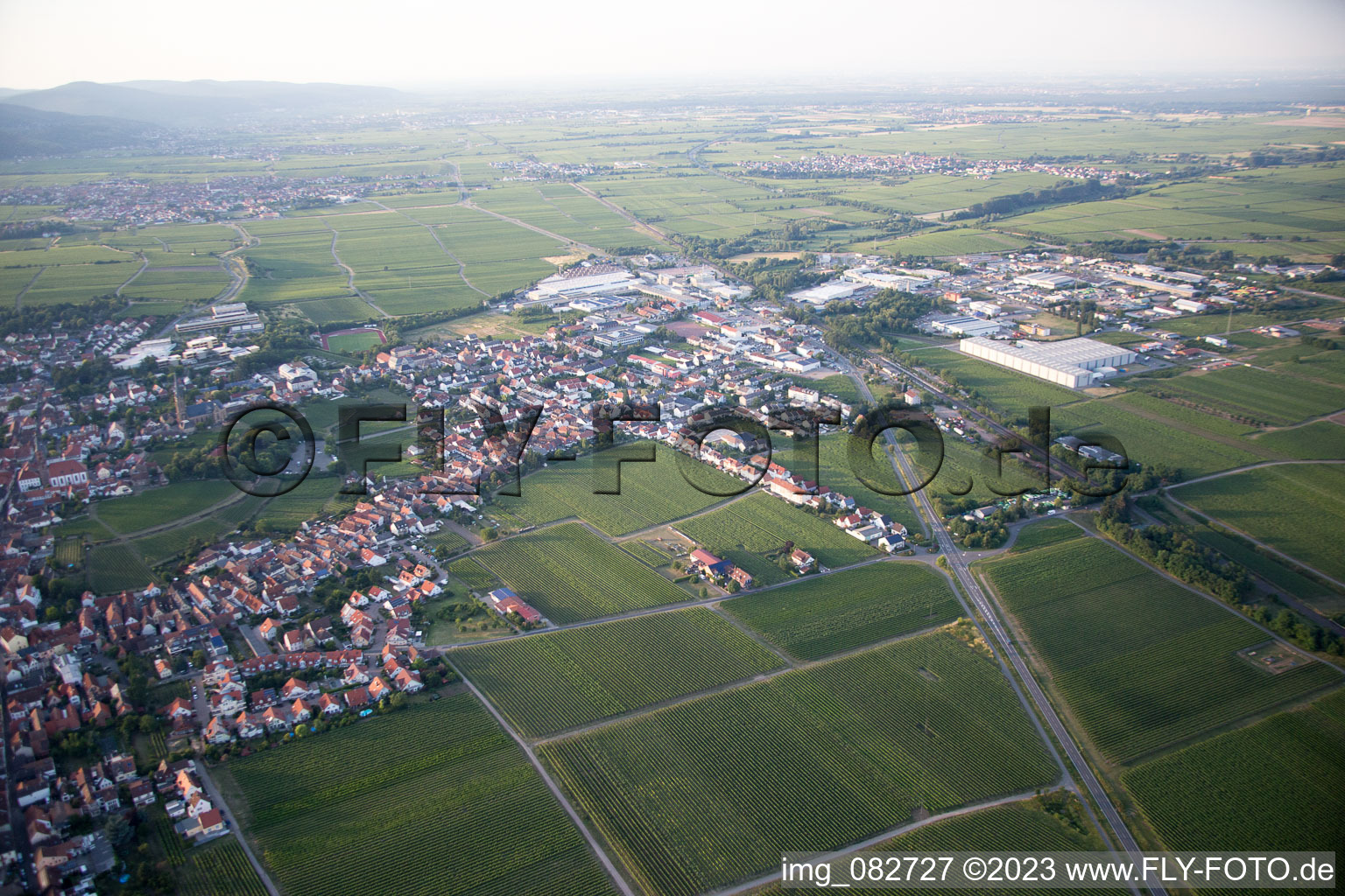 Aerial photograpy of Edenkoben in the state Rhineland-Palatinate, Germany