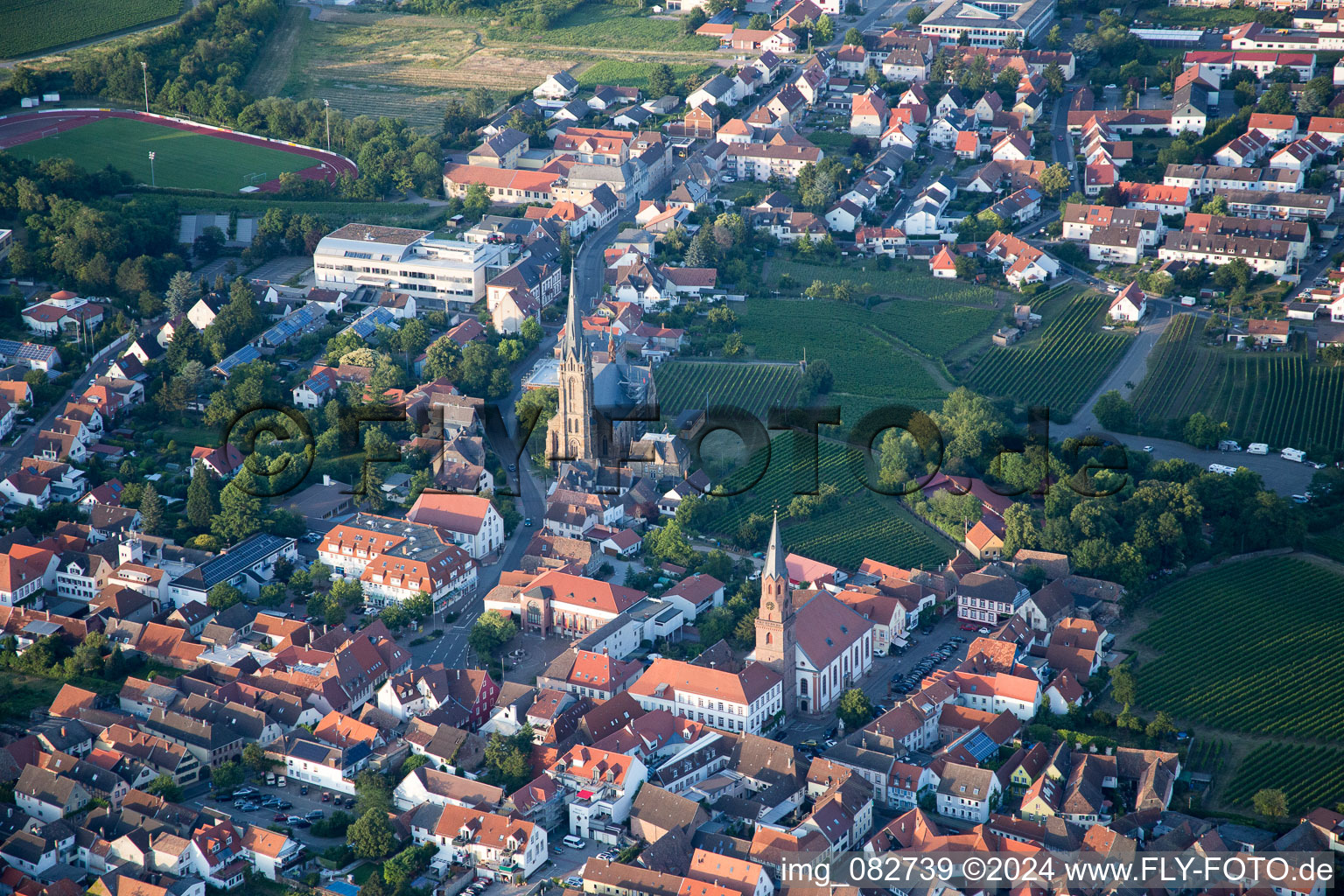 Church building in St. Ludwig Old Town- center of downtown in Edenkoben in the state Rhineland-Palatinate