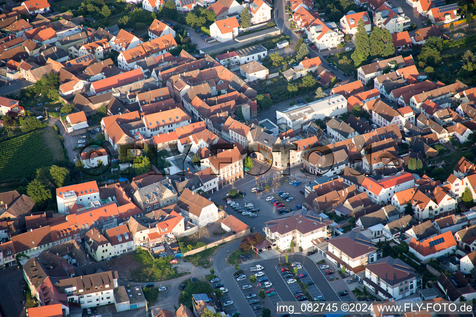 Edenkoben in the state Rhineland-Palatinate, Germany seen from a drone