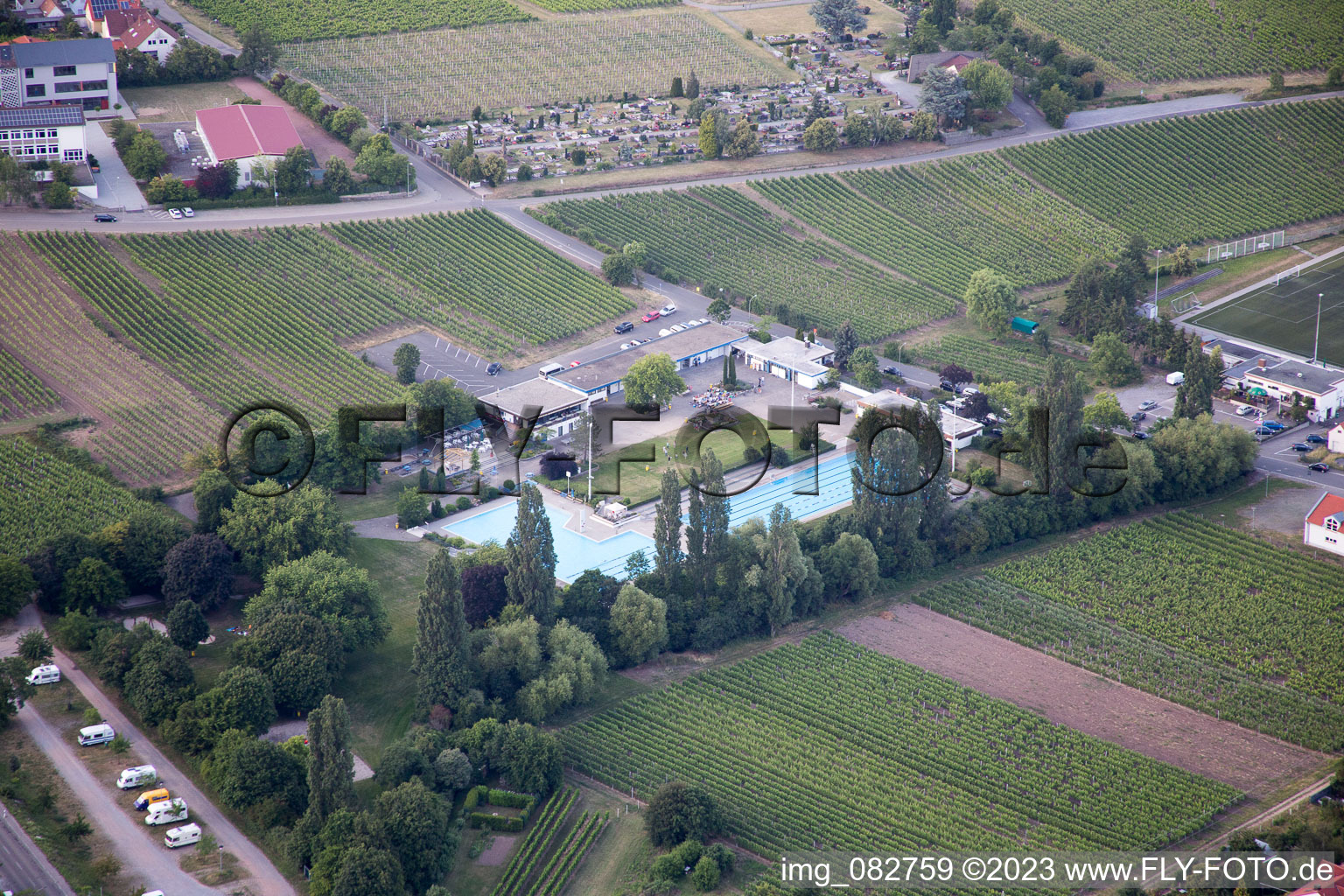 Aerial photograpy of District Hambach an der Weinstraße in Neustadt an der Weinstraße in the state Rhineland-Palatinate, Germany