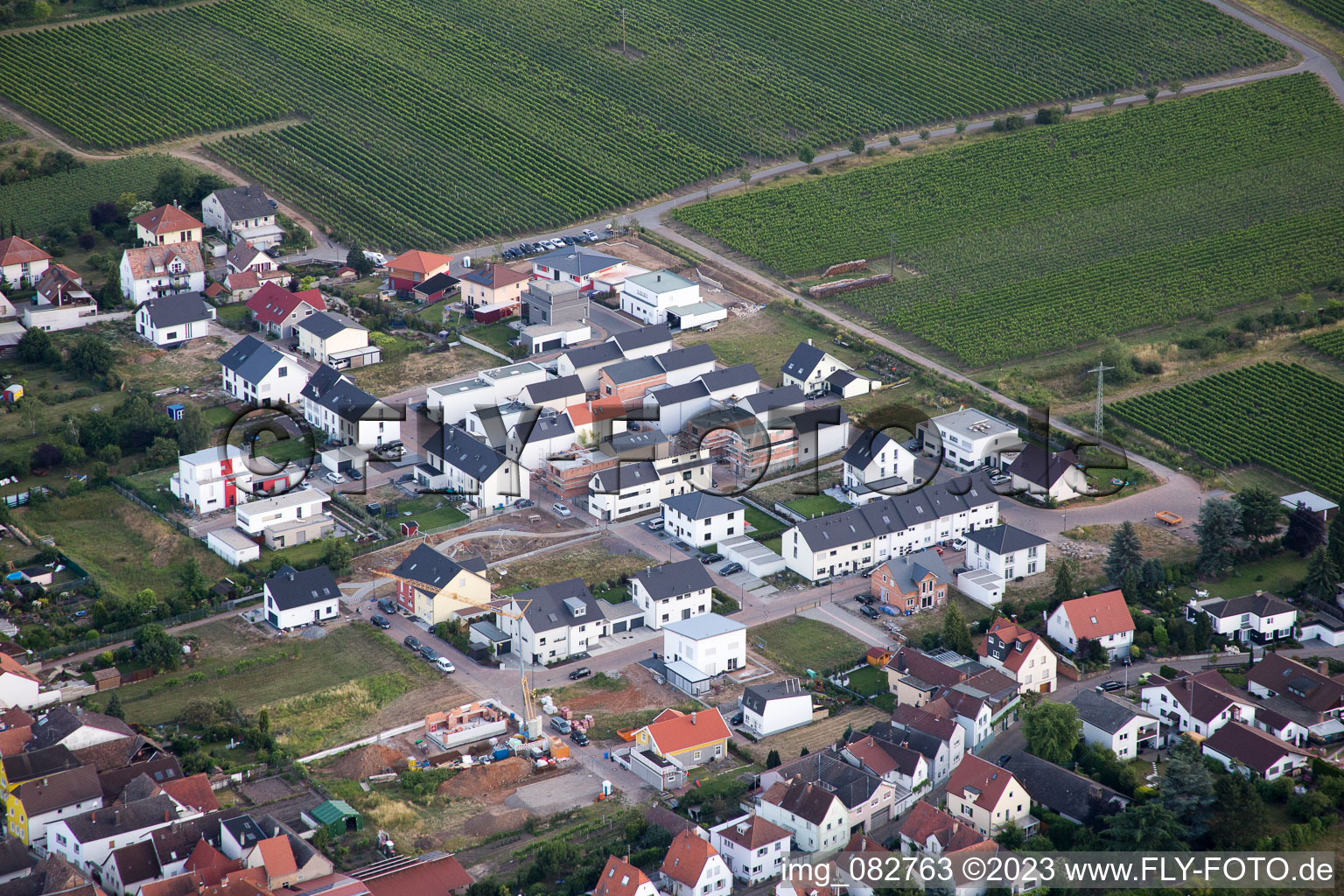 Aerial view of District Diedesfeld in Neustadt an der Weinstraße in the state Rhineland-Palatinate, Germany