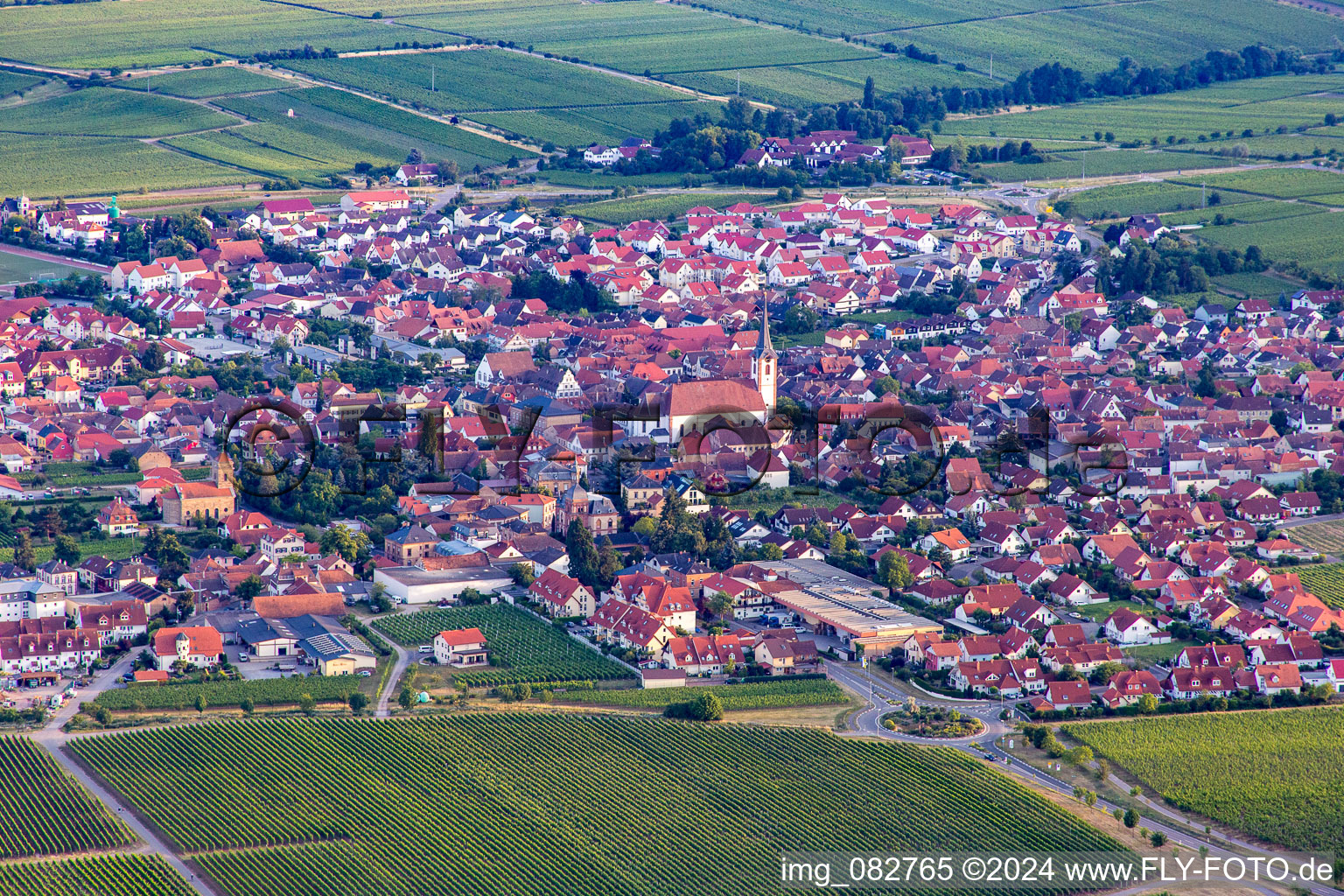 Town View of the streets and houses of the residential areas in Maikammer in the state Rhineland-Palatinate, Germany