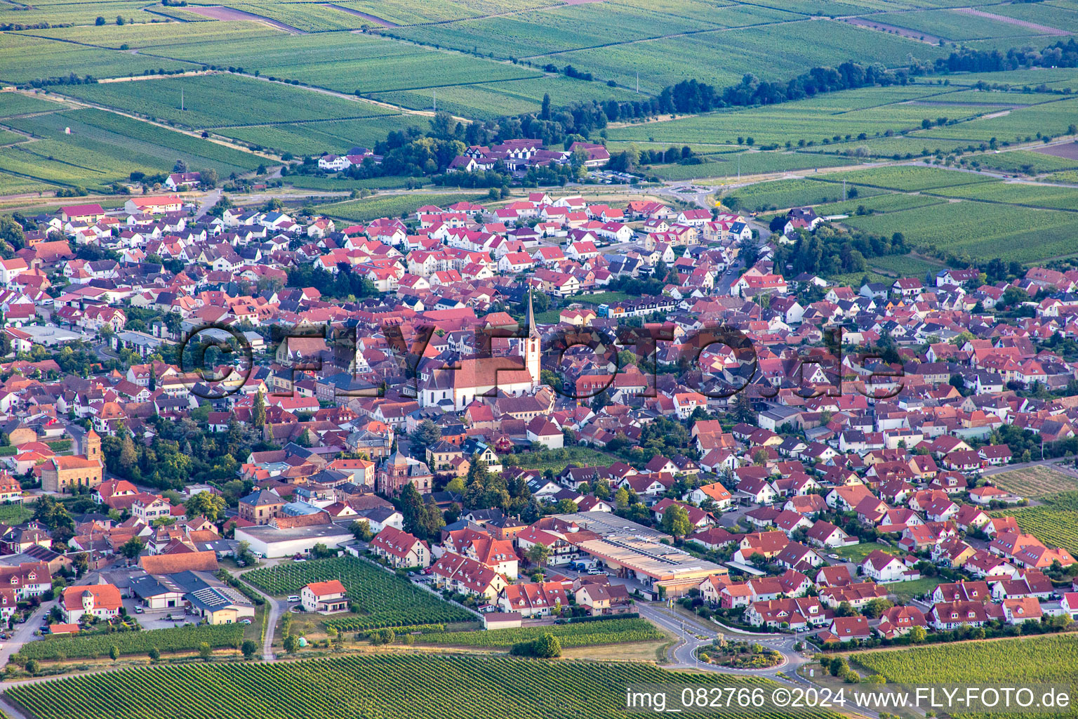 Aerial view of From the north in Maikammer in the state Rhineland-Palatinate, Germany