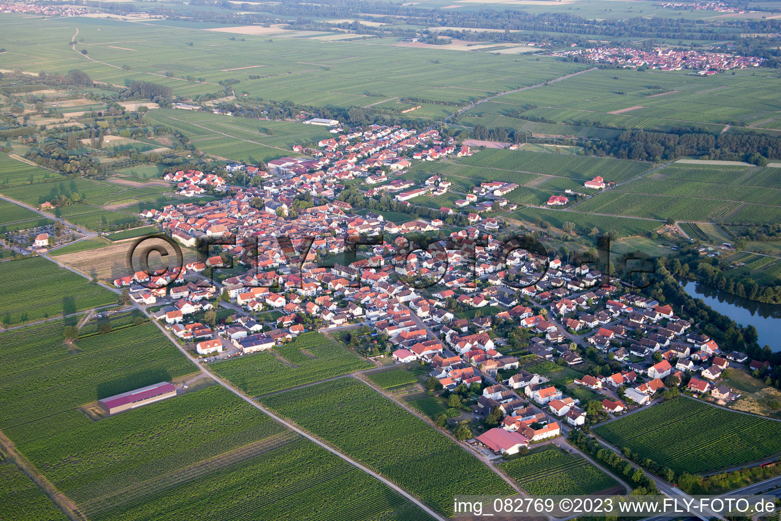 Kirrweiler in the state Rhineland-Palatinate, Germany from above