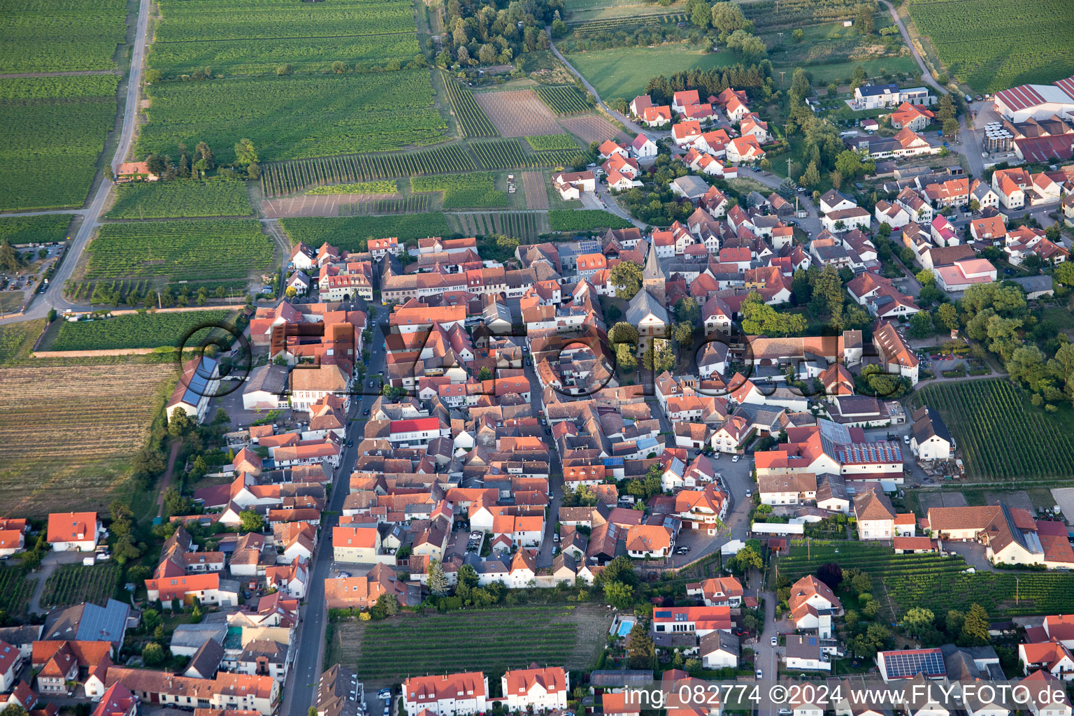 Kirrweiler in the state Rhineland-Palatinate, Germany seen from above