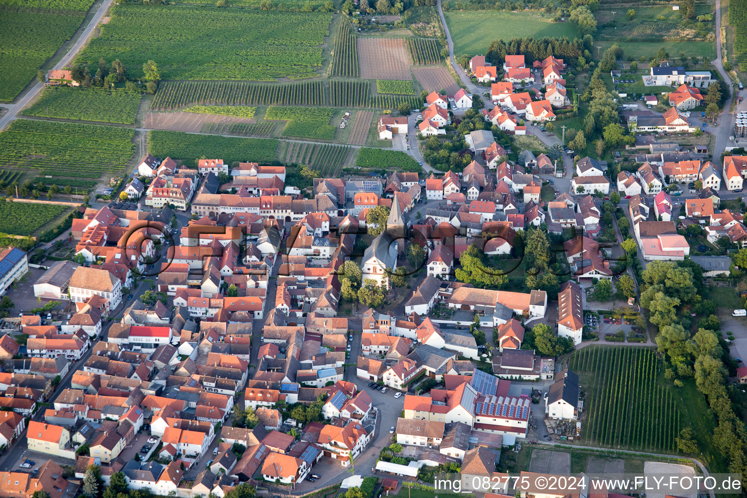 Kirrweiler in the state Rhineland-Palatinate, Germany from the plane