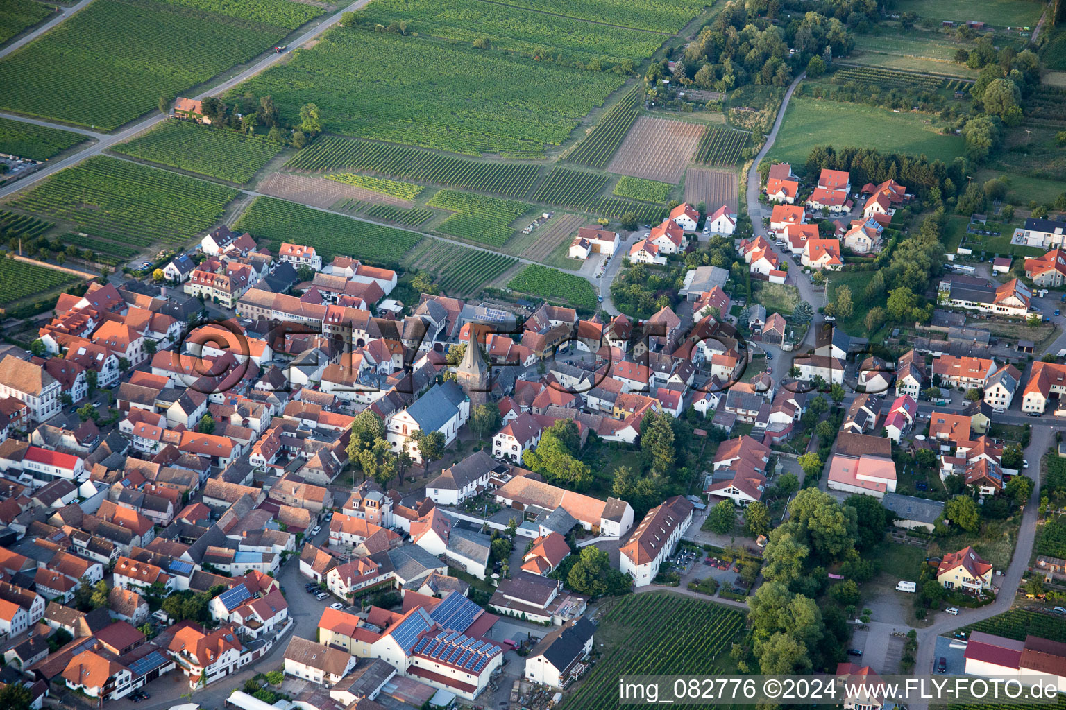 Bird's eye view of Kirrweiler in the state Rhineland-Palatinate, Germany