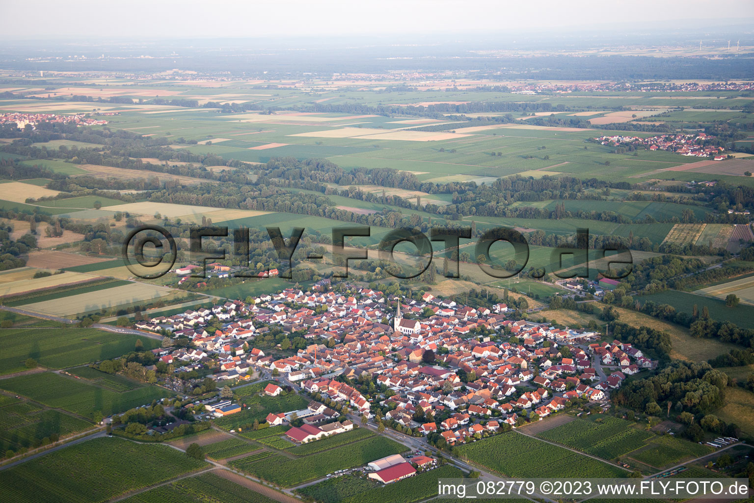 Venningen in the state Rhineland-Palatinate, Germany from above