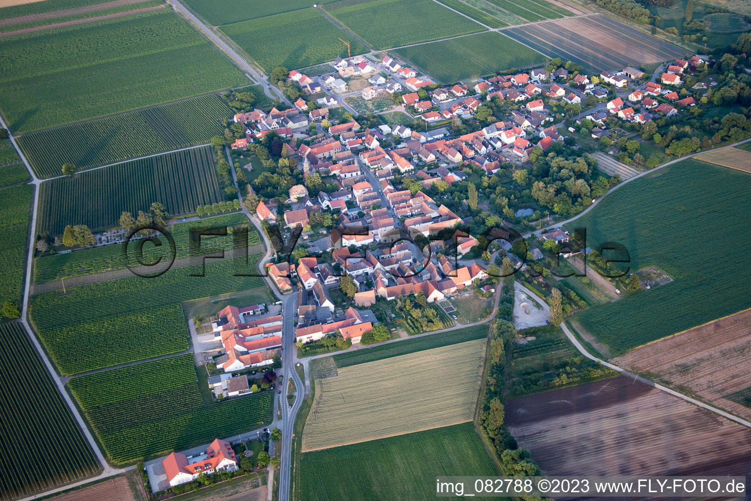 Aerial photograpy of Kleinfischlingen in the state Rhineland-Palatinate, Germany