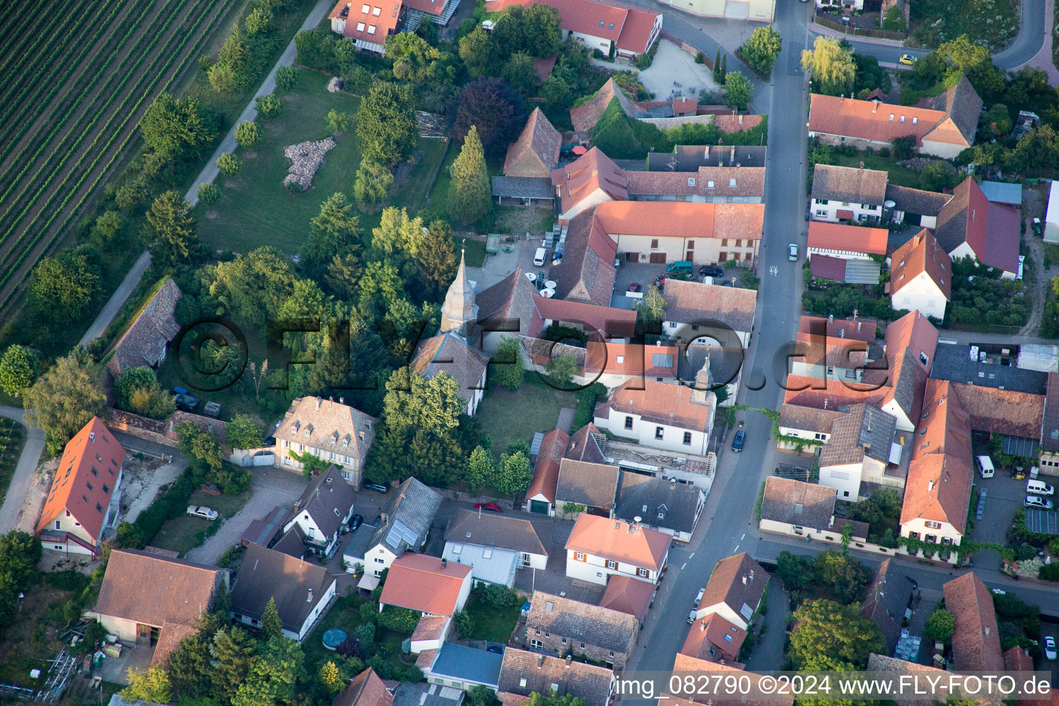 Oblique view of Kleinfischlingen in the state Rhineland-Palatinate, Germany