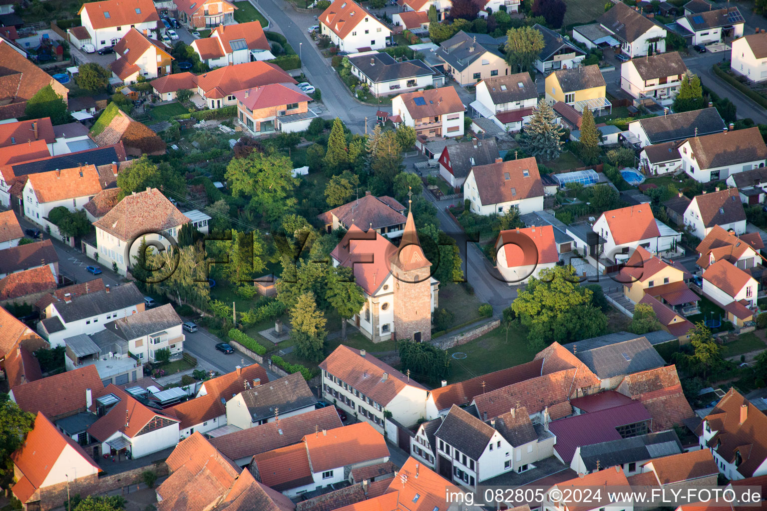 Bird's eye view of Freimersheim in the state Rhineland-Palatinate, Germany