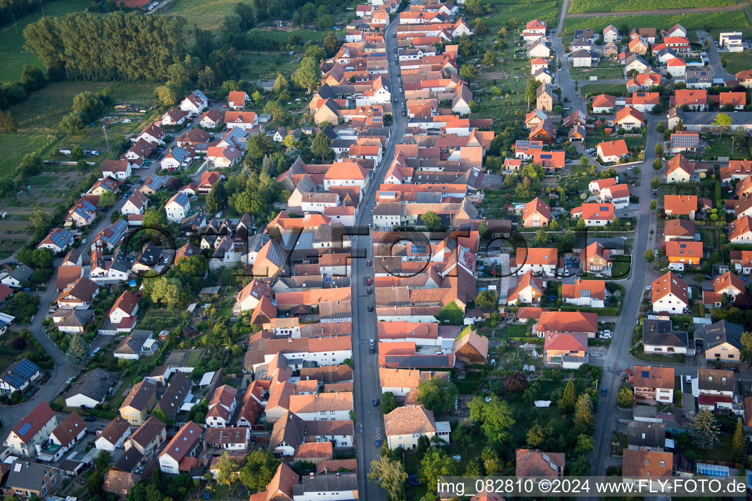 Drone recording of Freimersheim in the state Rhineland-Palatinate, Germany