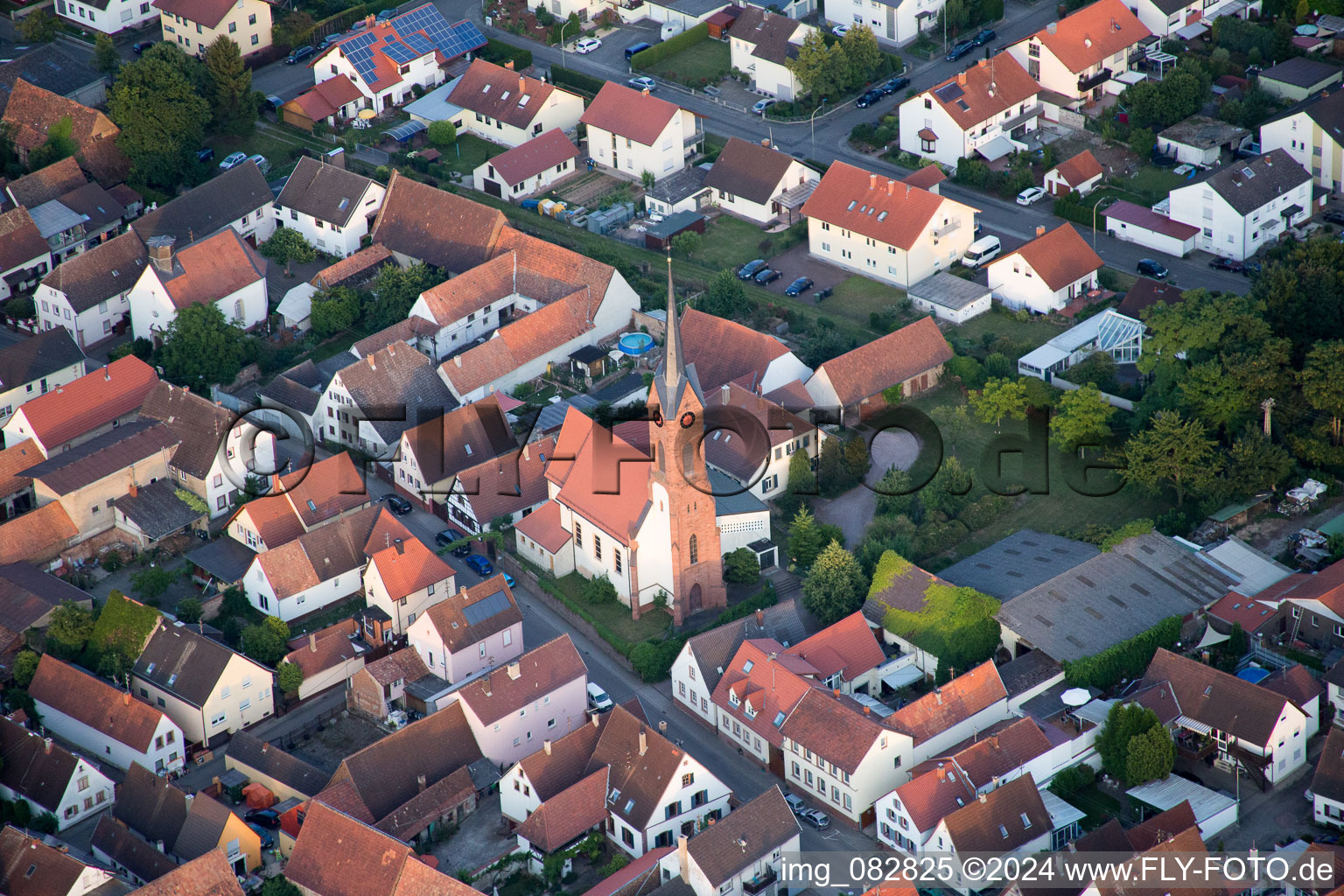 Aerial view of District Niederhochstadt in Hochstadt in the state Rhineland-Palatinate, Germany