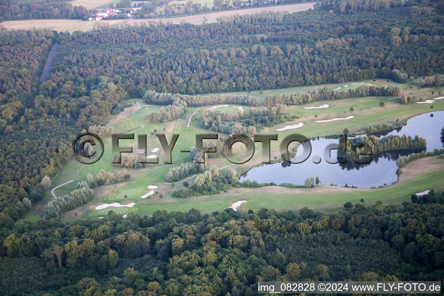 Aerial view of Dreihof Golf Course in Essingen in the state Rhineland-Palatinate, Germany