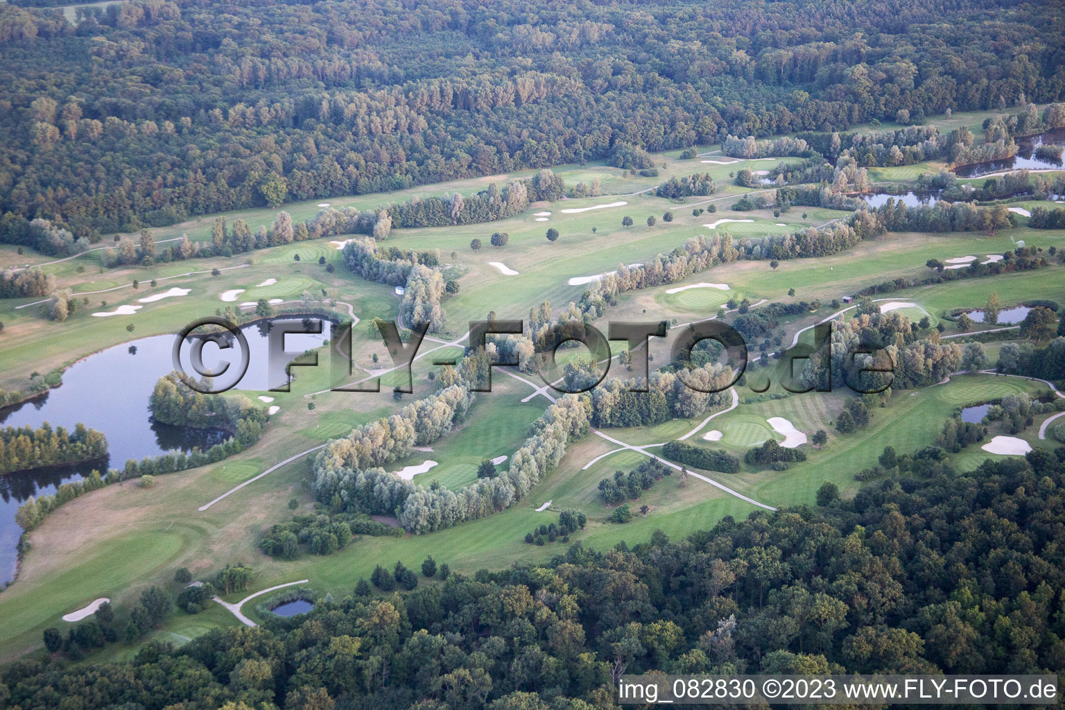 Aerial photograpy of Dreihof golf course in Essingen in the state Rhineland-Palatinate, Germany