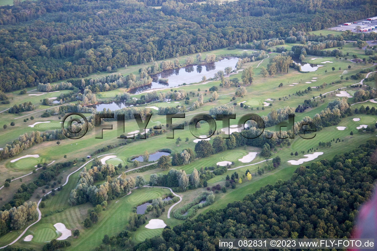 Aerial photograpy of Dreihof Golf Club in Essingen in the state Rhineland-Palatinate, Germany