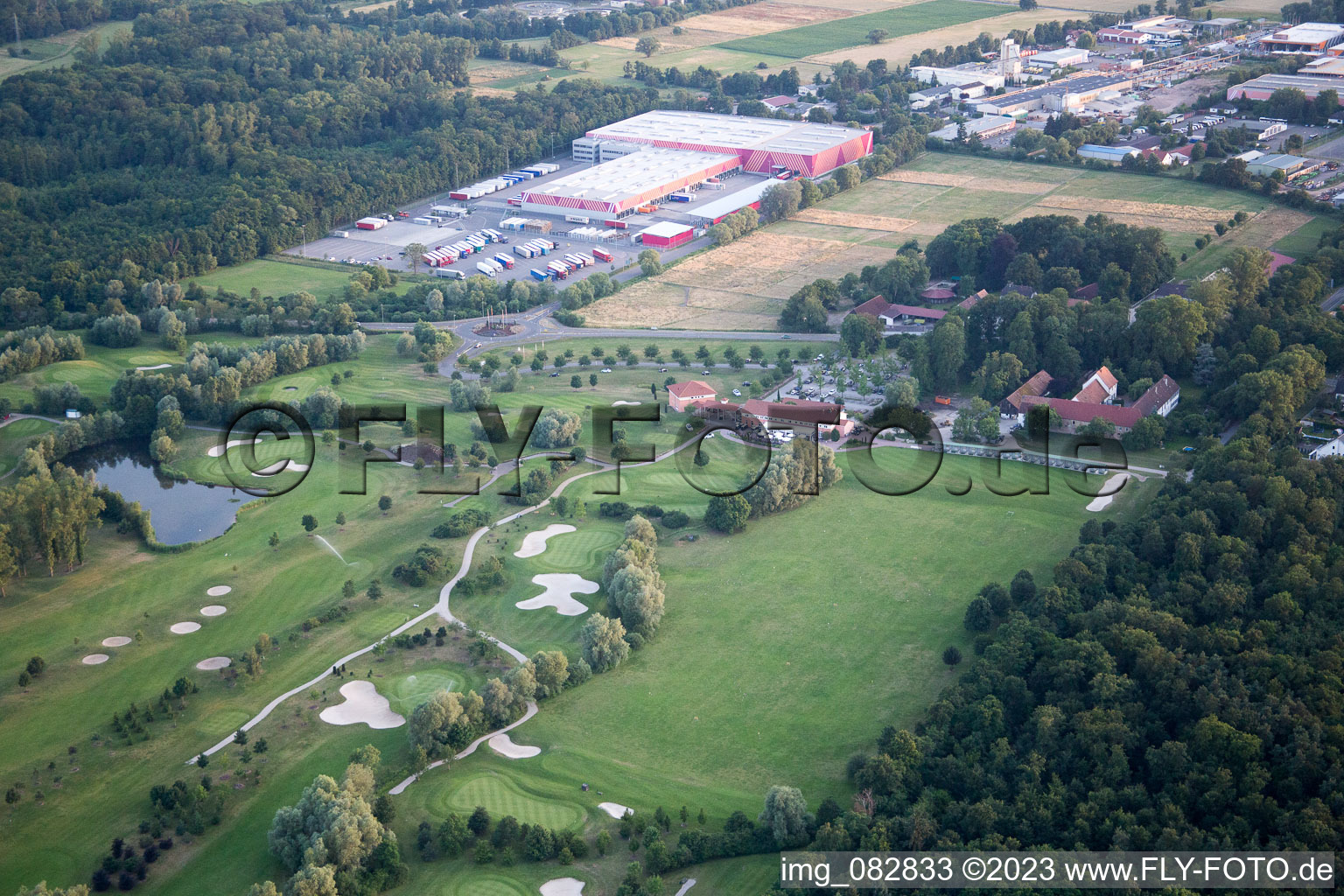 Golf Club Dreihof in Essingen in the state Rhineland-Palatinate, Germany from above