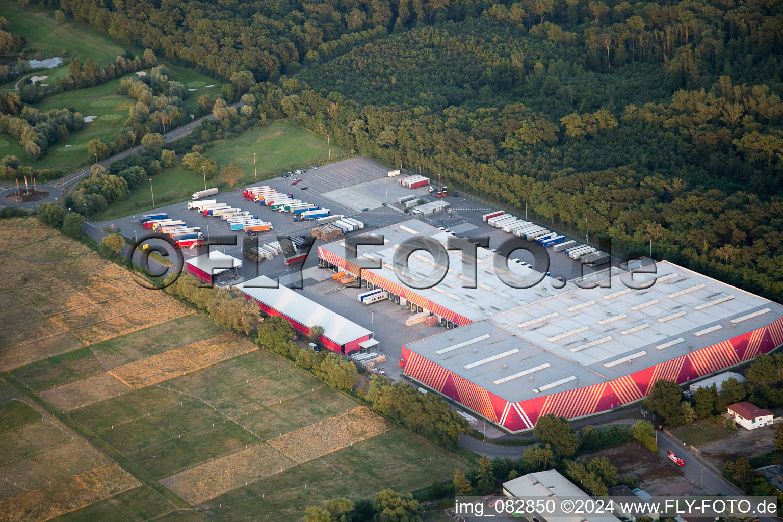 Aerial view of Building of the construction market of Hornbach Zentrale in the district Industriegebiet Bornheim in Bornheim in the state Rhineland-Palatinate