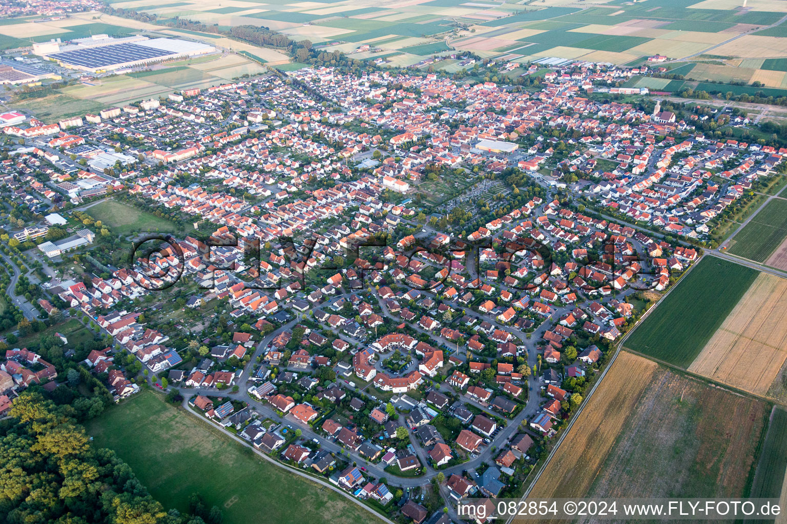 Town View of the streets and houses of the residential areas in Offenbach an der Queich in the state Rhineland-Palatinate, Germany