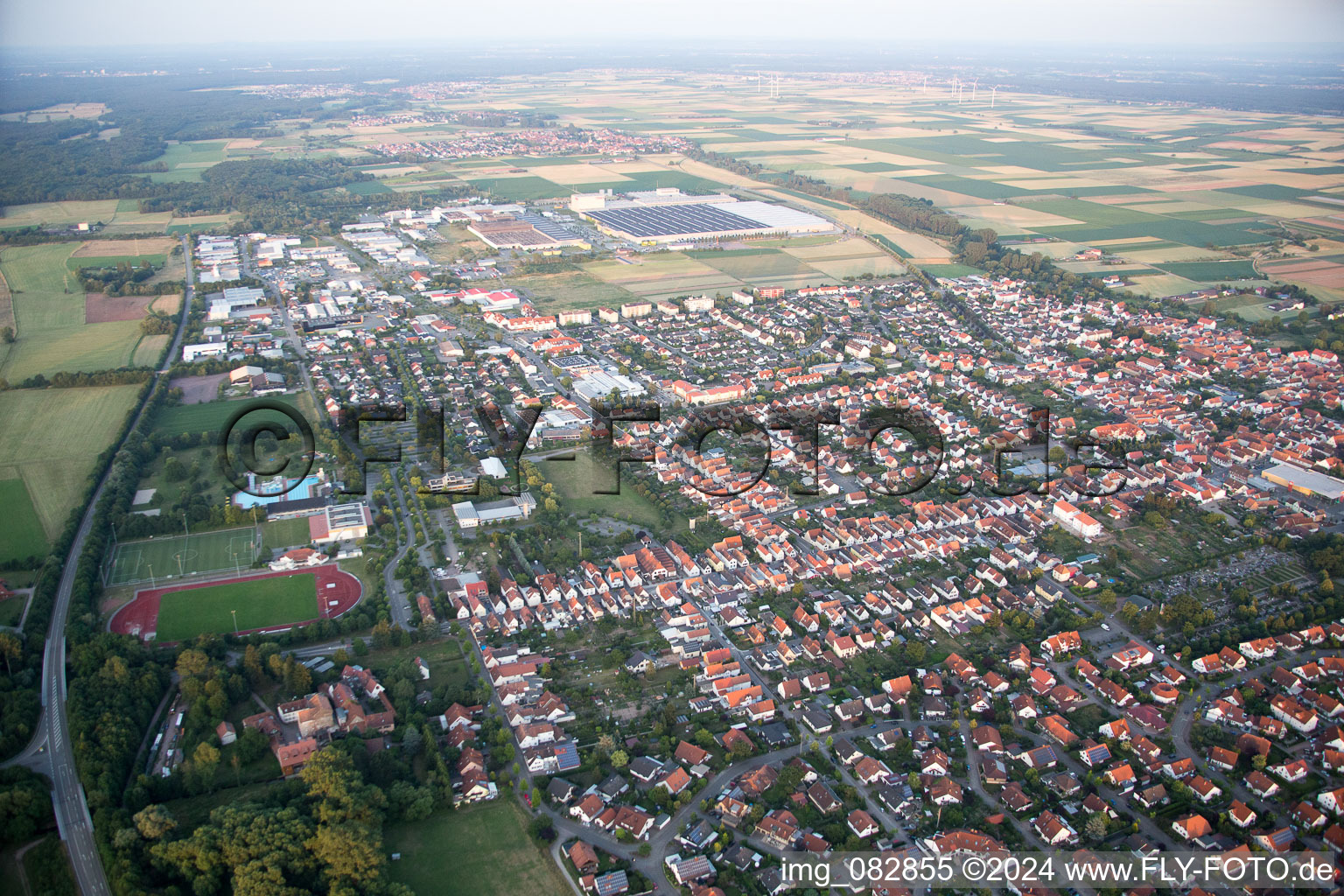 Aerial photograpy of District Offenbach in Offenbach an der Queich in the state Rhineland-Palatinate, Germany