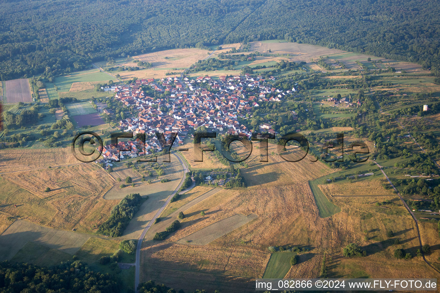 Aerial photograpy of Village view in the district Buechelberg in Woerth am Rhein in the state Rhineland-Palatinate