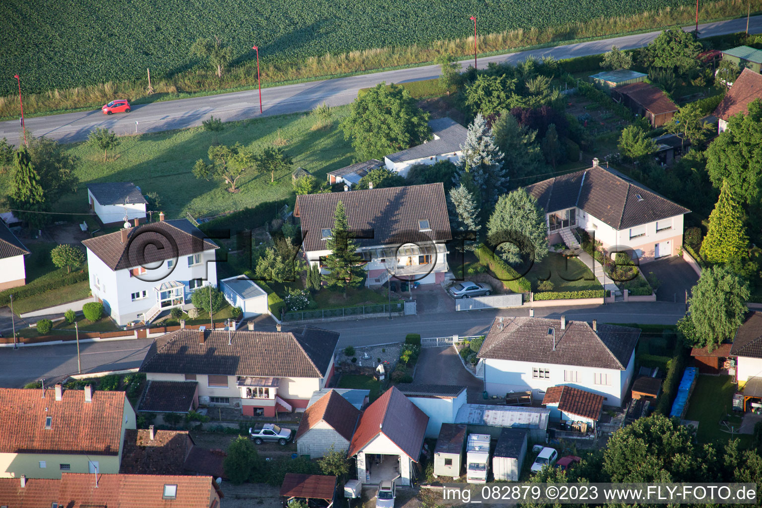 Scheibenhard in the state Bas-Rhin, France seen from above