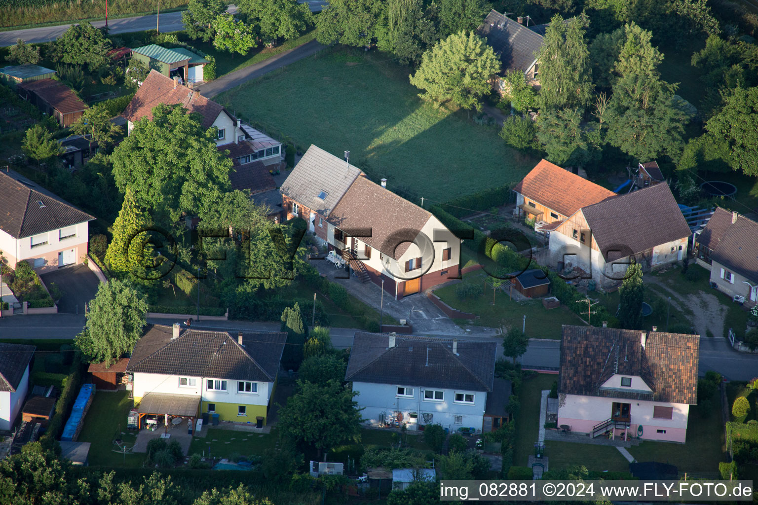 Bird's eye view of Scheibenhard in the state Bas-Rhin, France