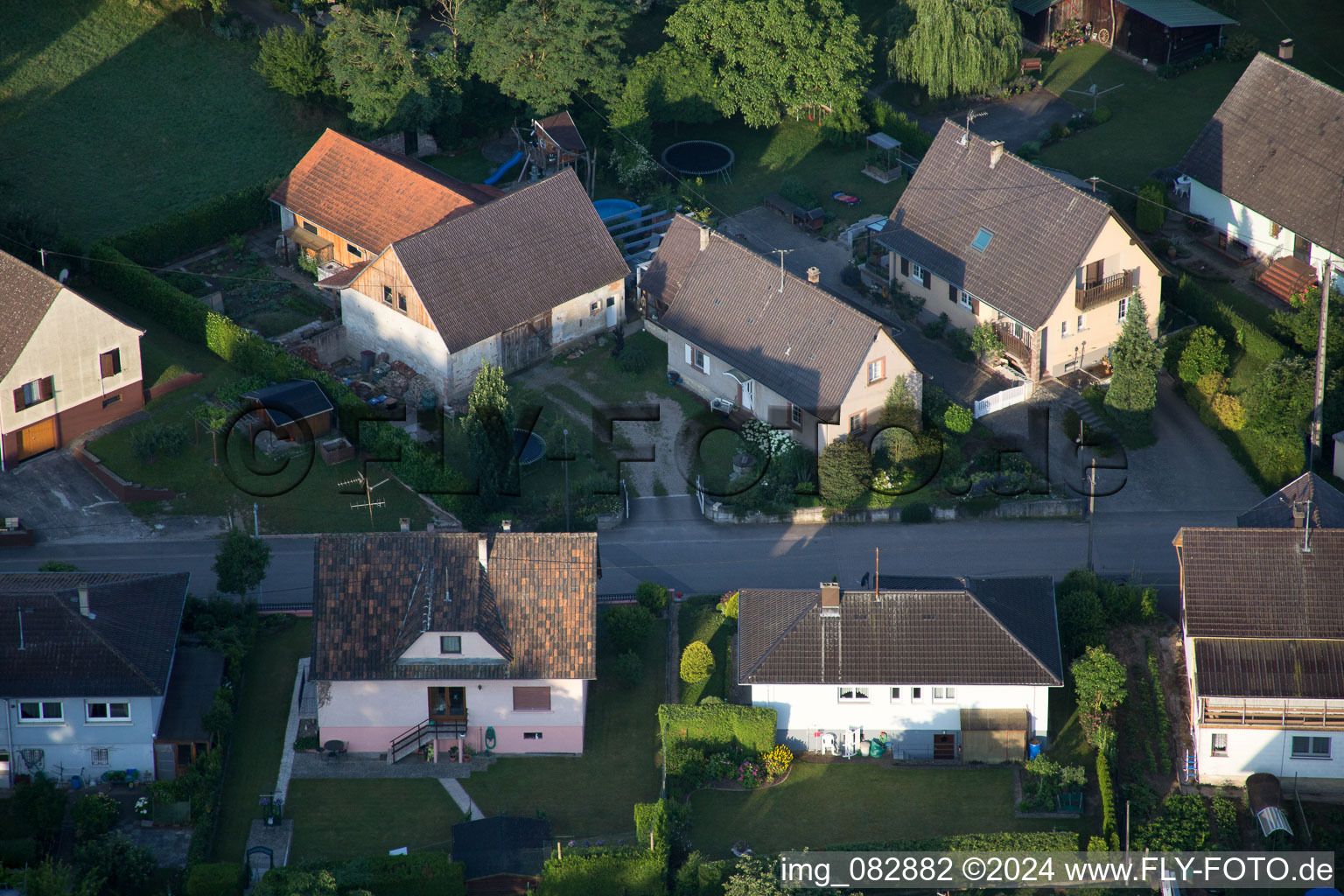 Scheibenhard in the state Bas-Rhin, France viewn from the air