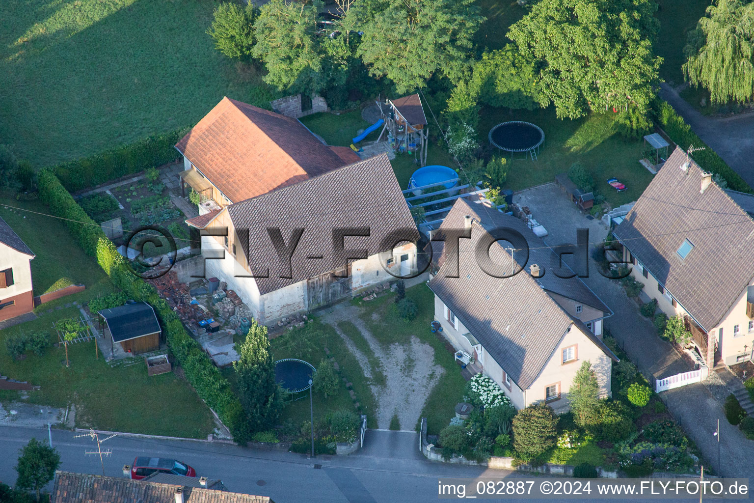 Scheibenhard in the state Bas-Rhin, France seen from a drone