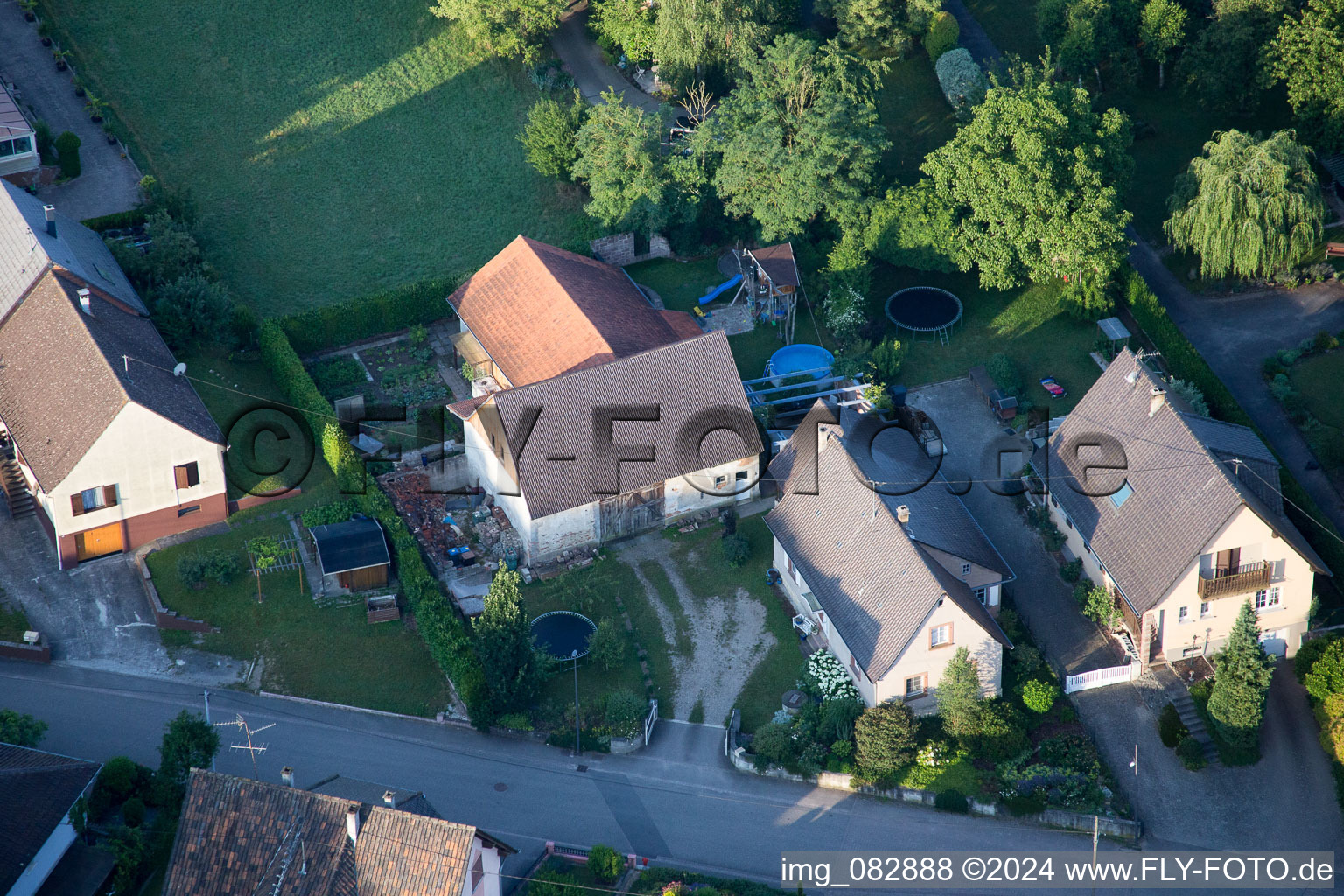 Aerial view of Scheibenhard in the state Bas-Rhin, France