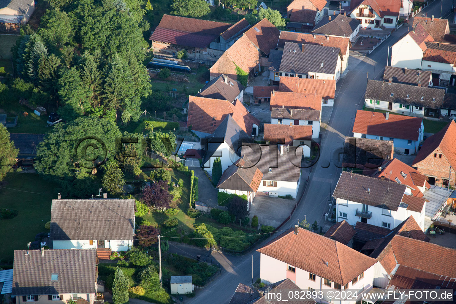 Scheibenhard in the state Bas-Rhin, France seen from above