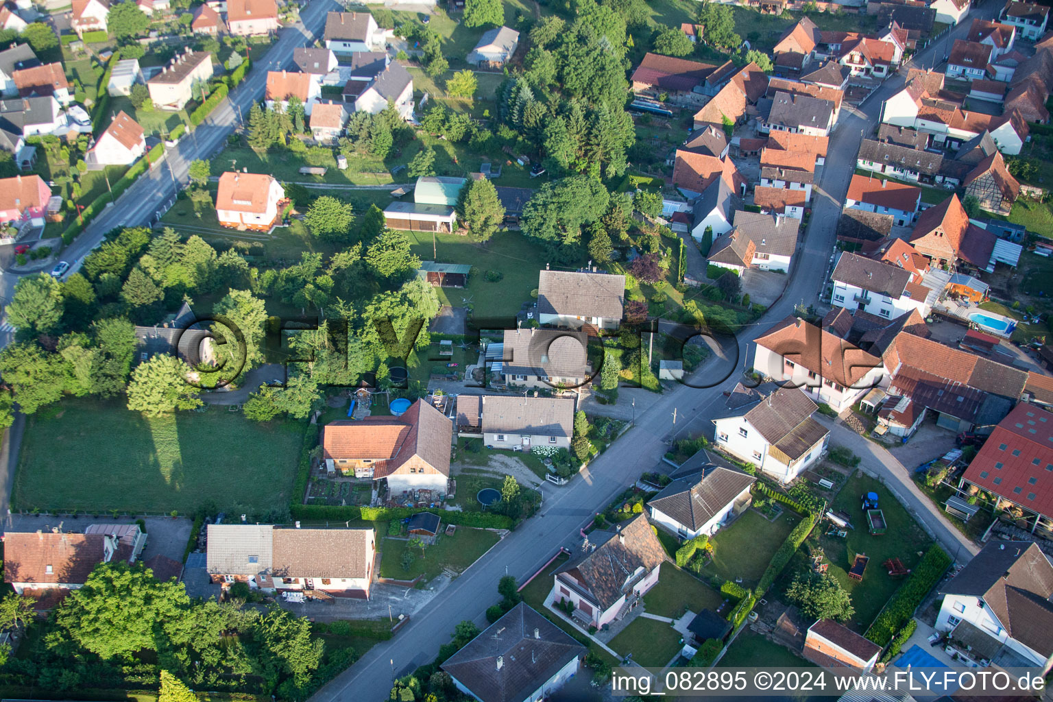 Bird's eye view of Scheibenhard in the state Bas-Rhin, France