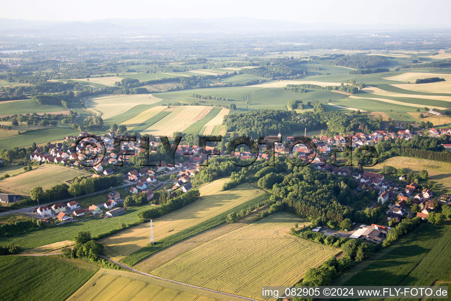 Oblique view of Neewiller-près-Lauterbourg in the state Bas-Rhin, France