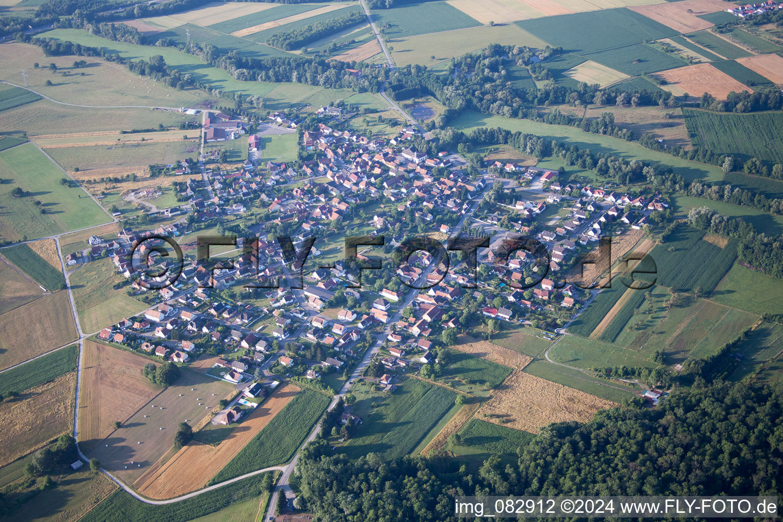 Aerial view of Forstfeld in the state Bas-Rhin, France