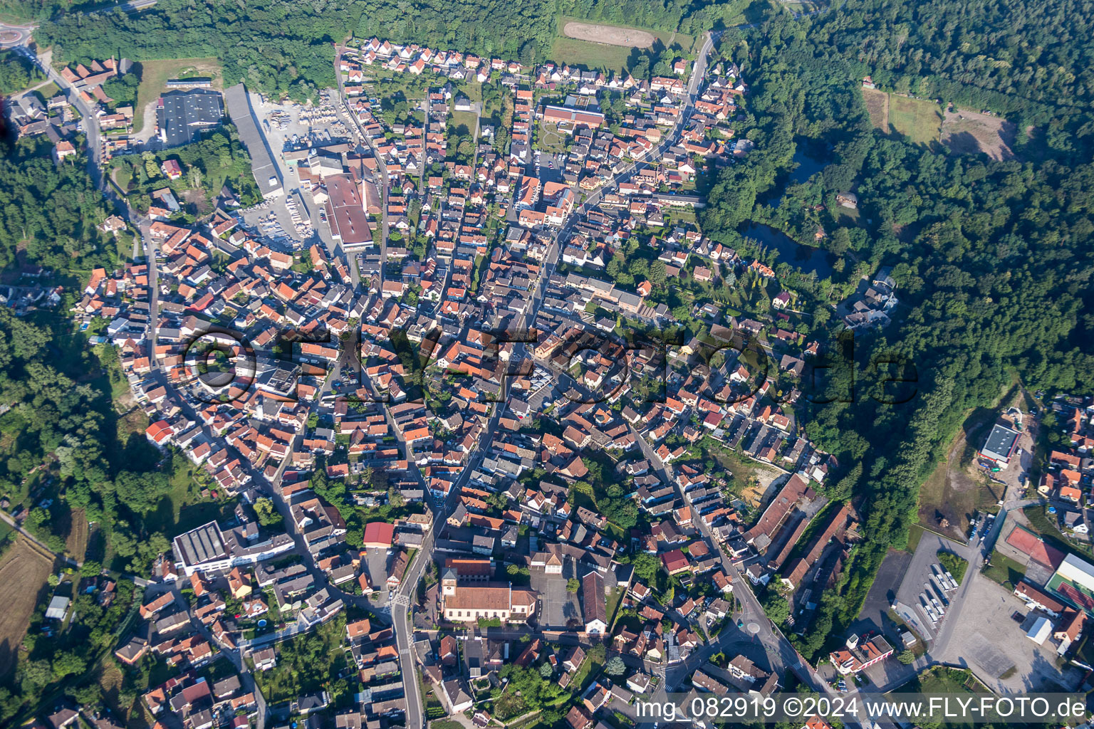 Town View of the streets and houses of the residential areas in Soufflenheim in Grand Est, France