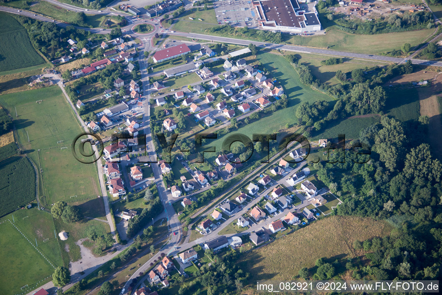 Aerial view of Soufflenheim in the state Bas-Rhin, France