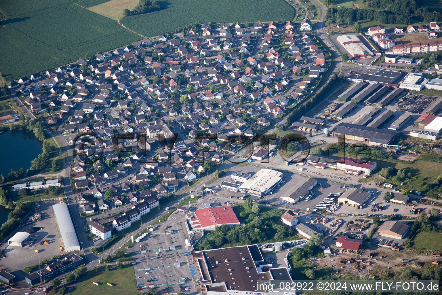 Aerial photograpy of Soufflenheim in the state Bas-Rhin, France