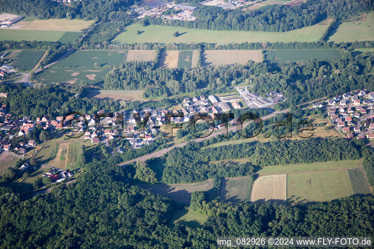 Oberhoffen-sur-Moder in the state Bas-Rhin, France viewn from the air