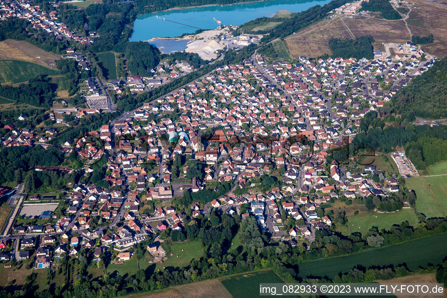 Aerial view of Kaltenhouse in the state Bas-Rhin, France