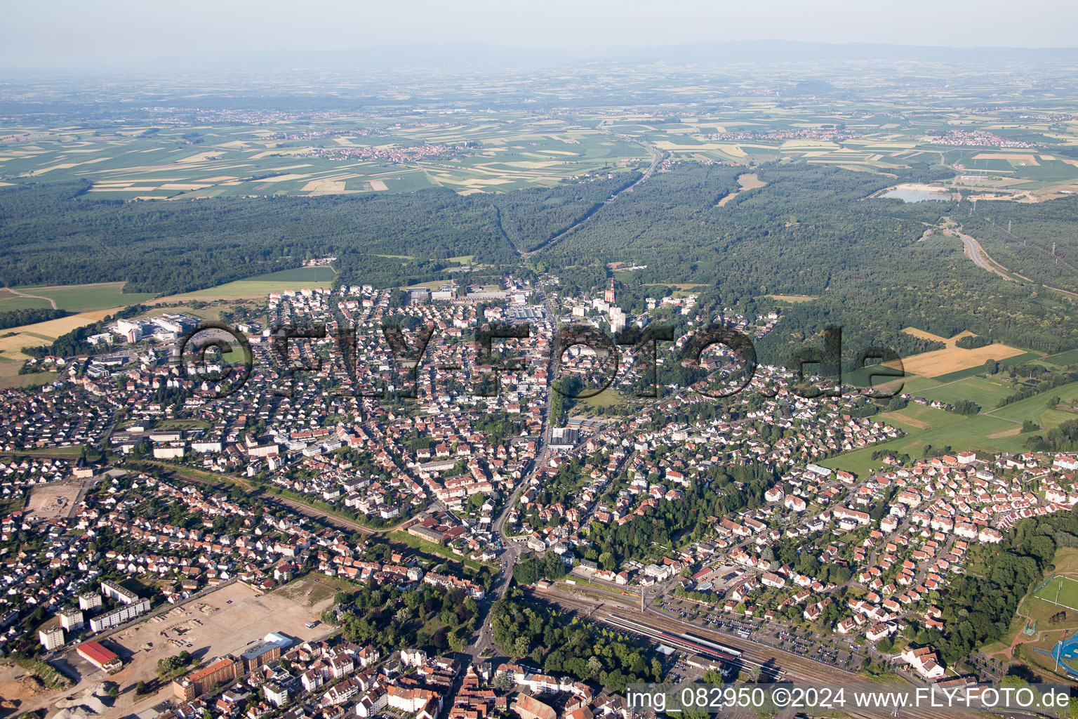 Oblique view of Town View of the streets and houses of the residential areas in Haguenau in Grand Est, France