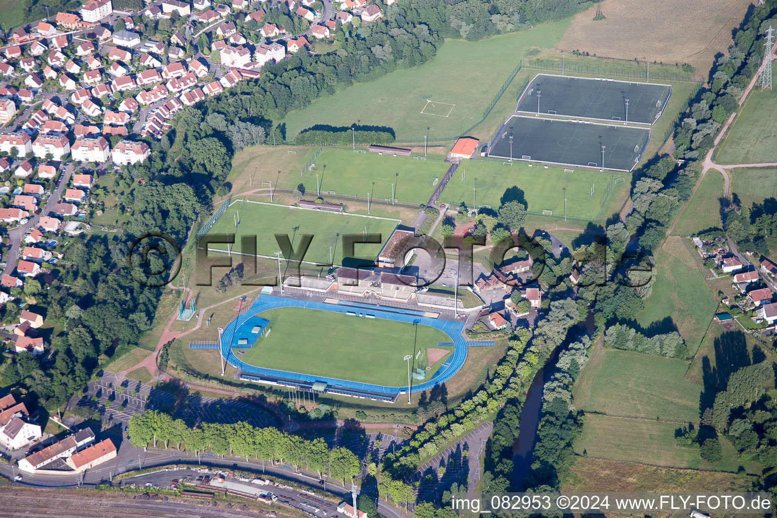 Ensemble of sports grounds of FC Haguenau Rugby in Haguenau in Grand Est, France